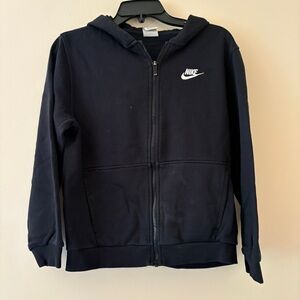 Nike Kids Black Zip Hoodie Size Large Fleece Sweatshirt Swoosh Logo